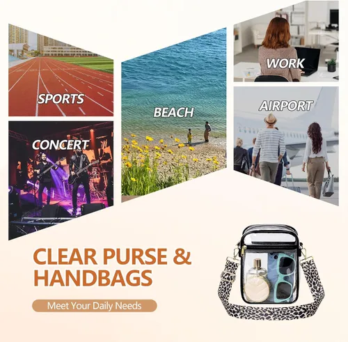 Vista 7 de Bagenius Clear Bag for Stadium Events, Clear Crossbody Bag Stadium Approved 0.4mm Thickened PVC, 8.5x6.8x3 Inches Clear Purse, Detachable Strap
