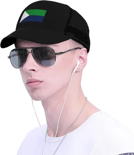 Vista 4 de LIICHEES Flag of El Hierro Baseball Cap for Men Women Adjustable Curved Brim Mesh Trucker Caps Mesh Snapback Hat Black
