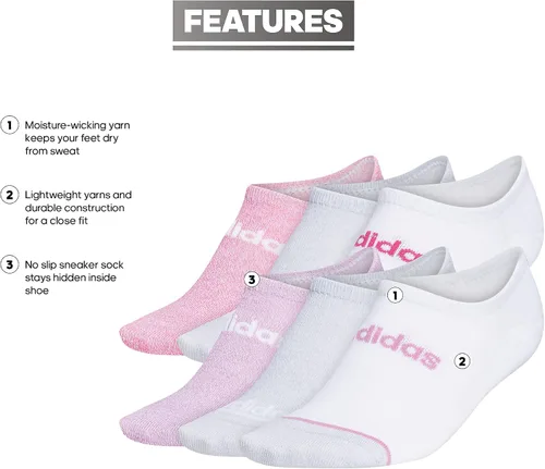 Vista 2 de adidas Calcetines Superlite Linear 30 Super No Show para mujer 6 pares