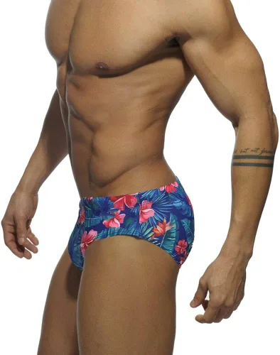 Vista 4 de UXH Traje de baño para hombre, con relleno, sexy, para natación, playa, surf, natación, traje de baño