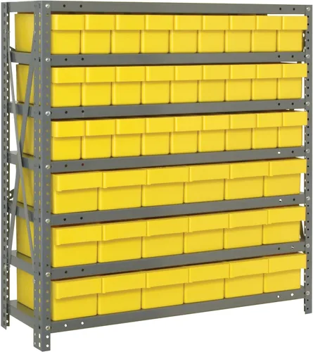 Vista 607 de Quantum QSBU-245BK Heavy Duty Shelving Unit with (7) Shelves and (24) QUS245 Black Bins for Garage Warehouse Storage Distribution 400 lb Load
