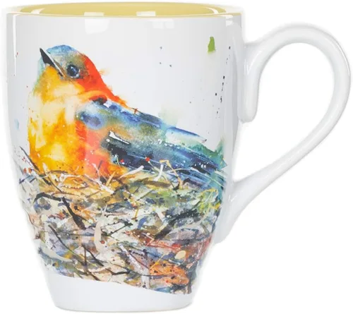 Vista 13 de Dean Crouser colección de taza de porcelana con diseño de acuarelas, bluebird