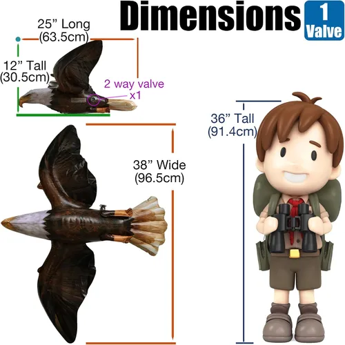 Vista 3 de Jet Creations Águila Calva Inflable con 38 Pulgadas de Envergadura, Marrón Oscuro, Figura Realista de Animal Salvaje, Ave Patriótica, Fiestas