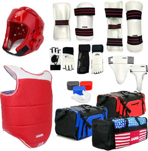 Vista 9 de AAMA Juego completo de equipos de protección de combate de Taekwondo - Personalizable