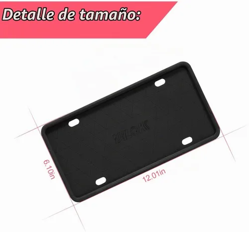 Vista 2 de Marco de matrícula de silicona negra con agujeros de drenaje, soporte universal para matrícula de automóvil de EE. UU. Resistente al óxido, a prueba