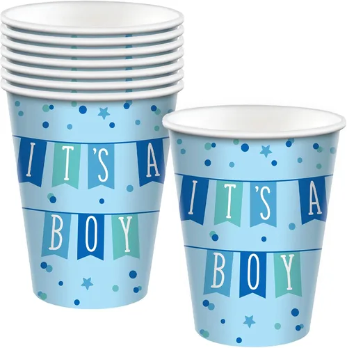 Vista 5 de Amscan Vasos de papel para fiesta, 9 onzas, paquete de 8, It's Girl, rosa