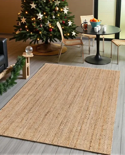Vista 10 de 1 alfombra de yute natural de 2 x 4 pies, rectangular, tejida a mano