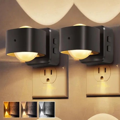 Vista 17 de L LOHAS LED Proyector de luz nocturna, luces nocturnas enchufables a la pared, 2000 K/3000 K/5000 K, luz nocturna de temperatura de color ajustable
