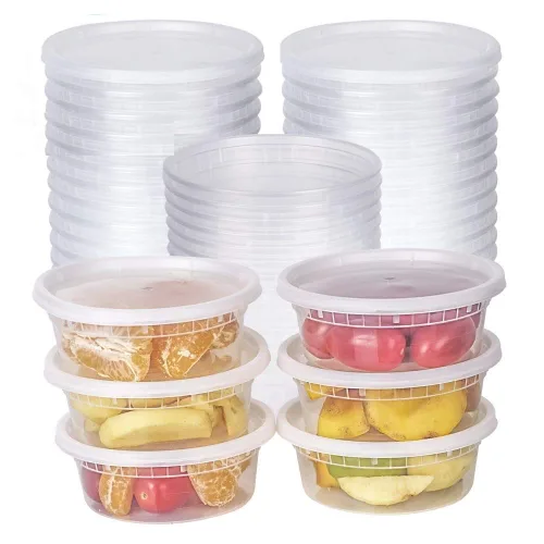 Vista 6 de Recipiente de almacenamiento de alimentos de plástico translúcido caliente y frío para microondas con tapa, 32 onzas, paquete de 240
