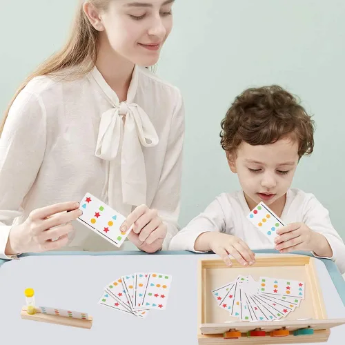 Vista 6 de Montessori - Juguetes de aprendizaje con diapositivas, rompecabezas lógicos a juego de colores y formas para niños, rompecabezas educativos