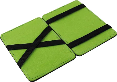 Vista 2 de Fresco ultra fino cuero mágico cartera titular de la tarjeta de crédito Vert Boy Mens regalo, Negro y verde
