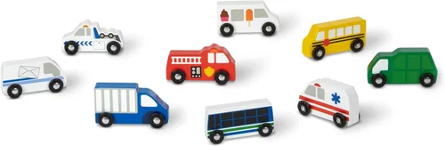 Vista 4 de Melissa & Doug - Juego de vehículos de madera en bandeja de madera (9 piezas)