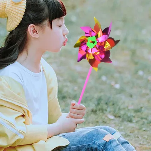 Vista 7 de 50pcs Molinete plástico del arco iris para los niños juguete jardín césped