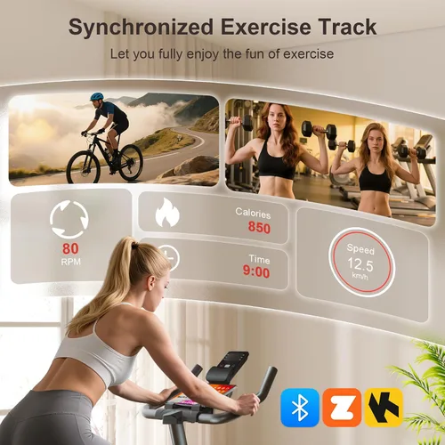Vista 3 de Wenoker Exercise Bike for Home – 350LB Indoor Cycling Bike, Silent Stationary Spin Bike with App Sync, Adjustable Seat, LCD Monitor, Smooth & Quiet