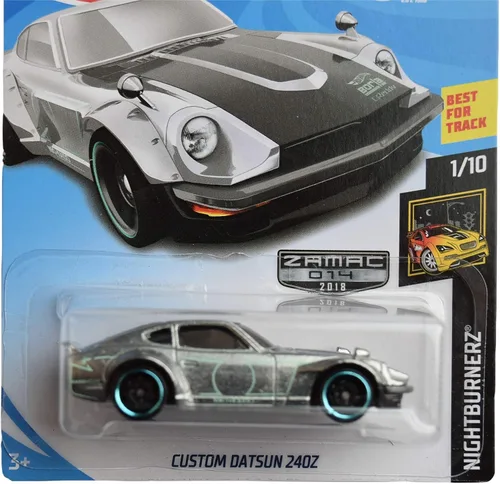 Vista 2 de Hot Wheels Zamac Custom Datsun 240z 2018 Tarjeta de mes Nightburnerz 1/10