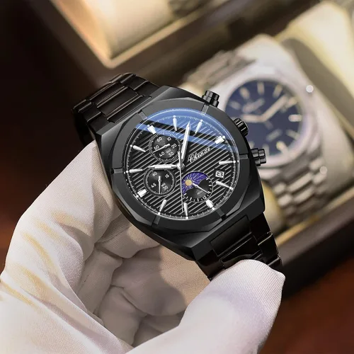 Vista 8 de FANMIS Reloj unisex de lujo de cuarzo dorado y plateado de dos tonos de acero inoxidable