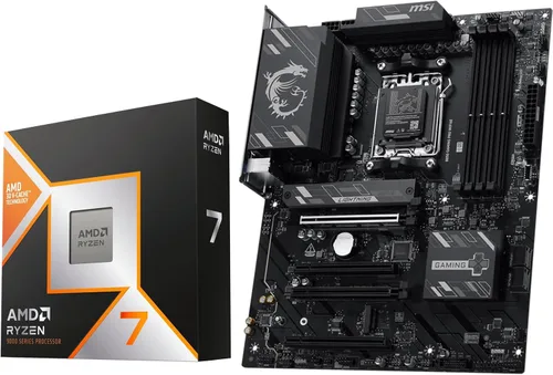 Vista 16 de Micro Center AMD Ryzen 7 9800X3D Processor with MSI PRO X870E-P Motherboard Combo de placa base de CPU, listo para AI, AM5, PCIe 5.0, DDR5, M.2 AMD