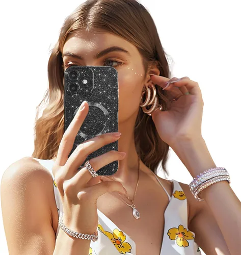 Vista 7 de LoeoeL Funda para iPhone 12 con Purpurina Compatible con Magsafe, Femenina Linda Brillante Magnética Mag Safe Bonita Funda para Teléfono