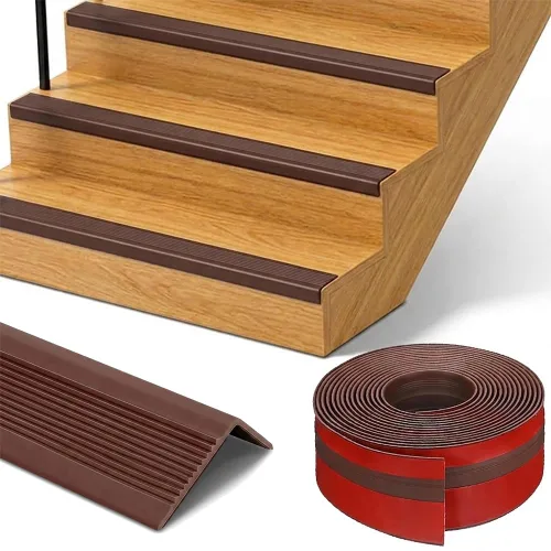 Vista 10 de Protector de borde de escalera de 3.5 pies, protector de borde de escalera negro, borde de escalera de goma para escalones, moldura de nariz