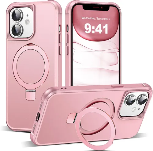 Vista 109 de SKYLMW - Funda compatible con iPhone 11 de 6.1 pulgadas, con soporte magnético invisible tipo anillo, funda translúcida de grado militar, compatible
