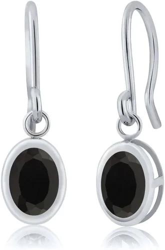 Vista 169 de Gem Stone King Aretes colgantes de plata de ley 925 de 0.276 x 0.197 in con piedra natal ovalada de alambre francés para mujer