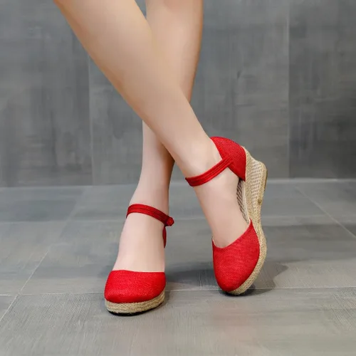 Vista 4 de heelchic Sandalias de plataforma para mujer, transpirables, informales, para caminar, tacón medio, elegantes