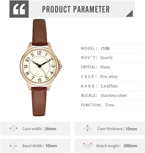 Vista 5 de BESTKANG Reloj de pulsera de cuero de moda para mujer, fácil de leer, reloj de pulsera de cuarzo casual resistente al agua, reloj de pulsera pequeño