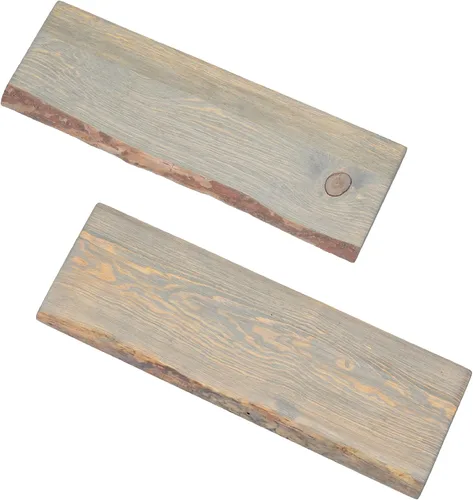 Vista 11 de PIPE DECOR Estante de madera sostenible Boulder de 24 pulgadas con borde vivo (solo madera), paquete de 2