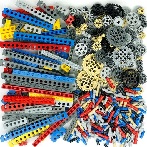Vista 9 de Piezas técnicas de construcción, set de accesorios, engranajes, pines, conectores, ruedas, ejes, cremalleras, diferenciales, kits de motor, carros