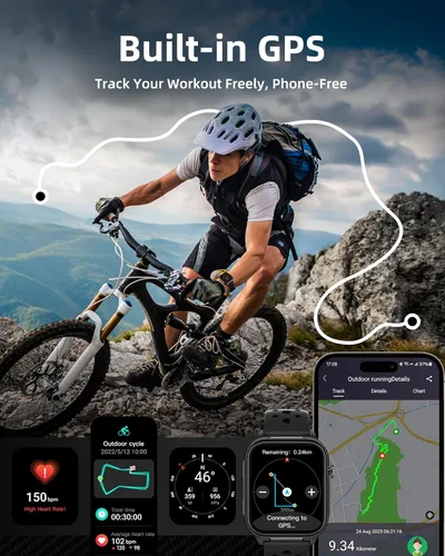 Vista 3 de Parsonver Smart Watch for Men Women GPS, 10-Day Battery Fitness Tracker with Bluetooth Calling, 100+ Sports Modes, Heart Rate, Sleep Monitor, Step