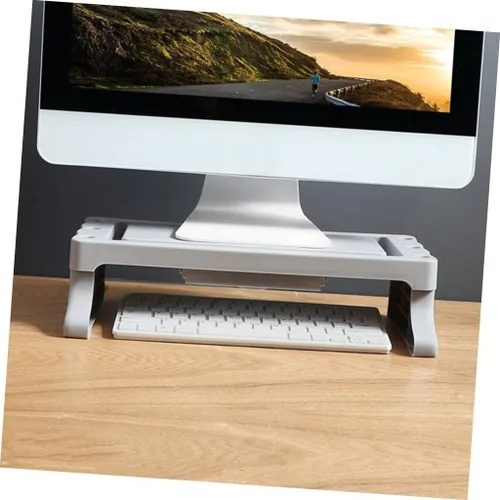 Vista 5 de jojofuny Soporte multifuncional para monitor con soporte elevado para portátil, organizador de estante de almacenamiento para escritorio de oficina