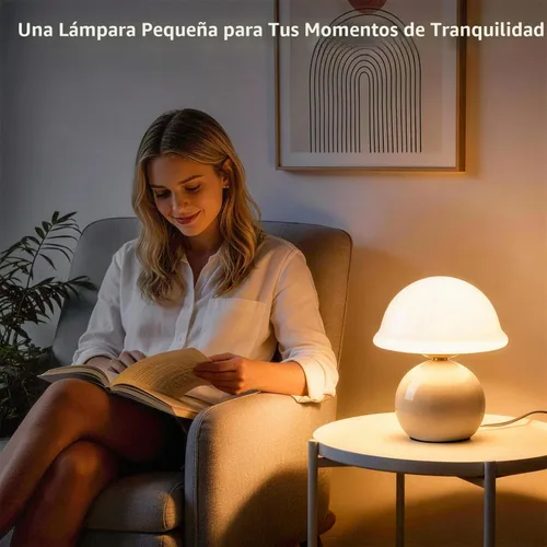 Vista 5 de Lámpara de cristal de hongos, lámpara de mesita de noche