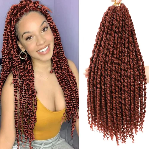 Vista 29 de Cabello Corto PassionTwist de 8 Pulgadas Cabello Pre-retorcido Passion Twists Cabello de Ganchillo Pre-enrollado Cabello Rizado de Ganchillo para 1b