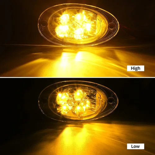 Vista 3 de Partsam Freightliner Cascadia - Luces LED de señal de giro LED ámbar 5-2835-SMD, lente transparente, repuesto para Freightliner Cascadia semi camión