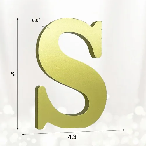 Vista 2 de AOCEAN Letras de madera dorada de 6 pulgadas, letras de madera sin terminar para decoración de pared, letras decorativas de pie en rodajas, tablero
