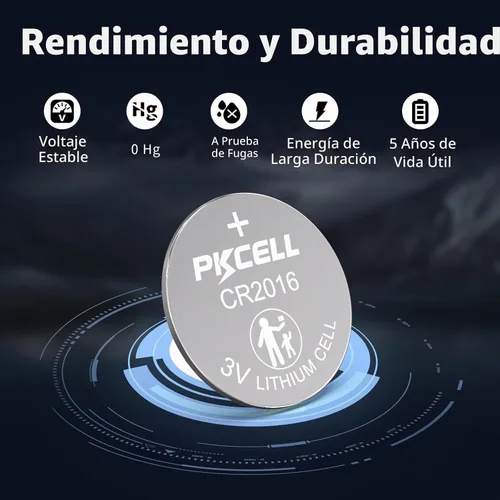 Vista 3 de PKCELL Paquete de 5 baterías CR2016 CR 2016 3V batería de litio