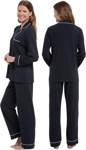 Vista 2 de PajamaGram Conjunto de pijama para mujer – Pijama para mujer, jersey novio, 100% algodón