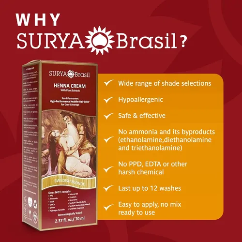 Vista 6 de Surya Brasil Productos Crema de henna, rubio sueco, 2.37 onzas líquidas