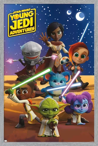 Vista 14 de Trends International Star Wars: Young Jedi Adventures - Póster de pared de grupo, 14.725 x 22.375 pulgadas, versión enmarcada de madera de granero