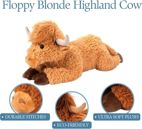 Vista 2 de The Petting Zoo Floppy - Peluche de vaca de las tierras altas, regalos para niños, animales salvajes de la vida silvestre Onez, juguete de peluche