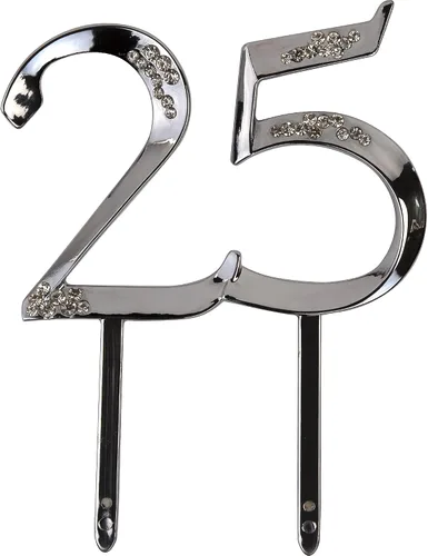 Vista 3 de Simplicity Pieza decorativa para decoración del 25 aniversario para decoración de pastel o arreglo floral, accesorio de boda, 4 x 2.75 pulgadas