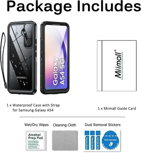 Vista 8 de Miimall Funda impermeable compatible con Samsung Galaxy A54 5G, protector de pantalla transparente HD integrado, parachoques completo a prueba