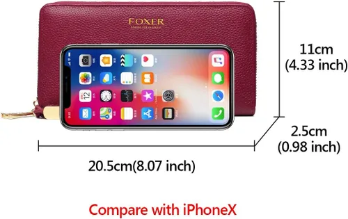 Vista 2 de Carteras de cuero para mujer cuero genuino RFID bloqueo caja de regalo embalaje
