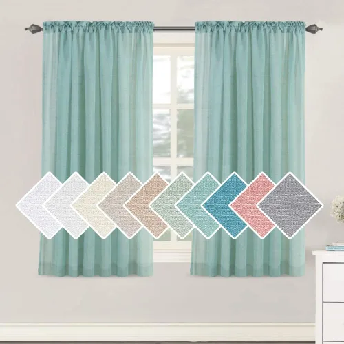 Vista 35 de H.VERSAILTEX - Cortinas de mezcla de lino natural semitransparentes, con bolsillo para cortinero, filtrado de luz, 2 paneles, para sala de estar Gris