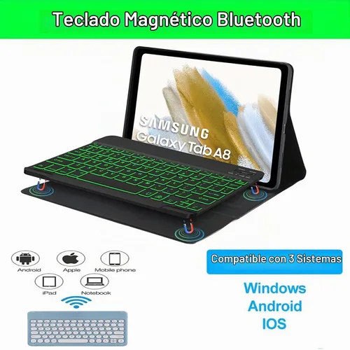 Vista 4 de Funda con teclado para Samsung Galaxy Tab A11 Plus / A9 Plus de 11 pulgadas, con retroiluminación Bluetooth A9+ con soporte para bolígrafo S