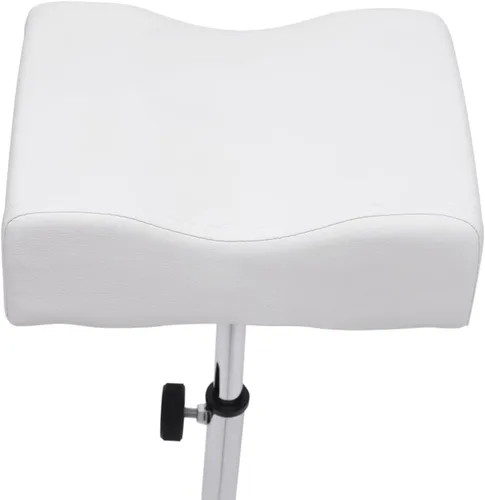 Vista 5 de Silla de pedicura moderna, altura ajustable y longitud de hierro y PVC, para el hogar, spa, salón de belleza (blanco)