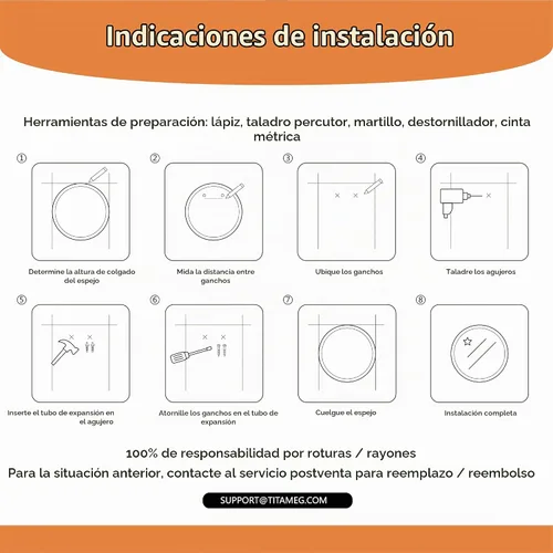Vista 9 de Espejo redondo sin marco de 24 pulgadas, espejo redondo con borde biselado de 1 pulgada, espejos de baño biselados para tocador, sala de estar