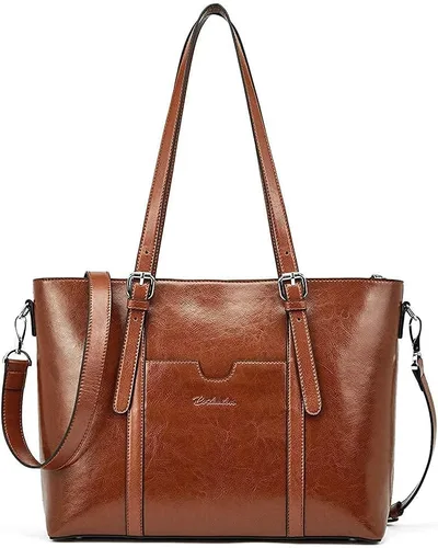 Vista 3 de BOSTANTEN Bolso de hombro de piel para mujer, bolso de hombro vintage para laptop, maletín y carteras para mujer, de cuero genuino con bloqueo RFID
