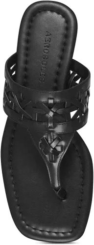 Vista 4 de Aerosoles Solei - Chanclas para mujer, Cuero negro, 10