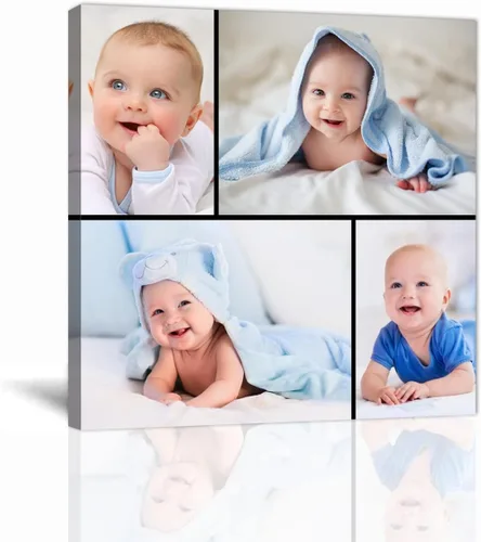 Vista 9 de Personaliza tus fotos sobre lienzo, impresiones artísticas personalizadas para pared, fotos familiares, de boda, bebé, mascota, collage de múltiples